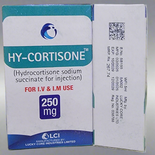 HY-CORTISONE 250 Injection – Hydrocortisone Sodium Succinate -For IV & IM Use -1 Vial