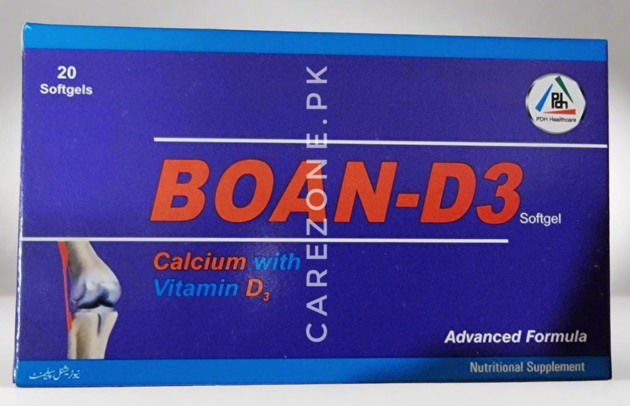 Boan-D3 Capsule – Calcium with Vitamin D3 – 20 Softgel Capsules