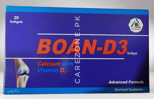 Boan-D3 Capsule – Calcium with Vitamin D3 – 20 Softgel Capsules