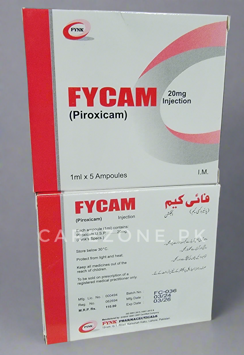 Fycam 20mg Injection | Piroxicam | NSAID Pain Reliever | 5 Ampoules