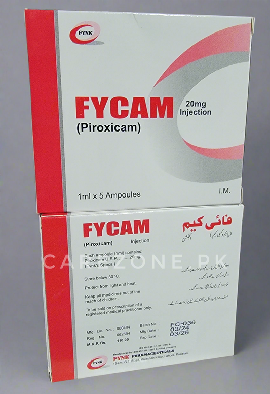 Fycam 20mg Injection | Piroxicam | NSAID Pain Reliever | 5 Ampoules