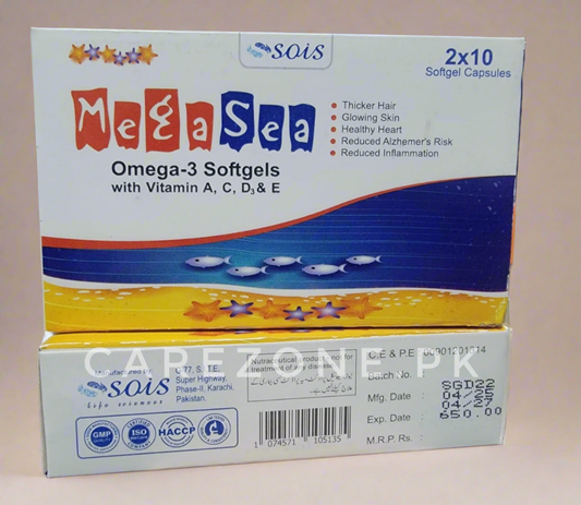 Mega Sea Softgel Capsules – Omega 3 with Vitamins - 20's