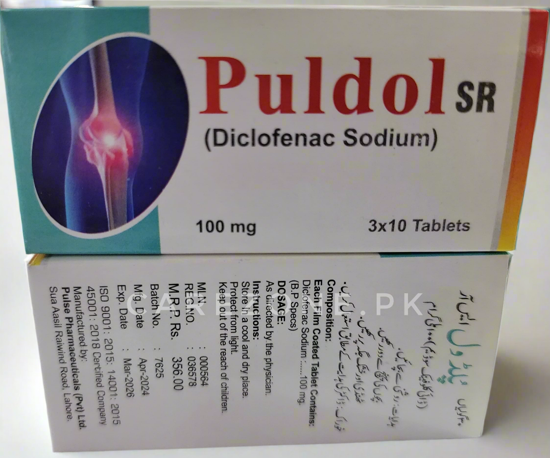 Puldol SR Tablets – Diclofenac Sodium 100mg | 3×10 Tablets – Carezone.pk