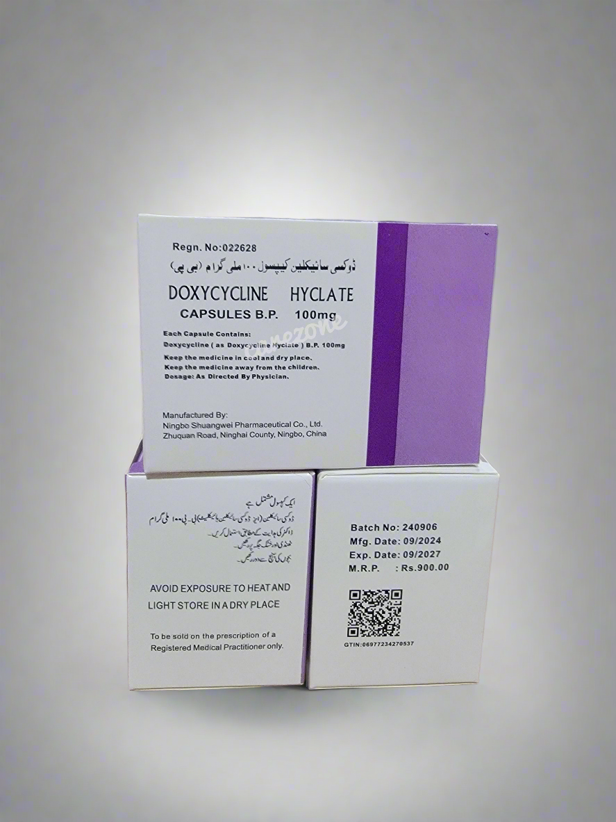 Doxy China Capsules 100mg – Doxycycline Hyclate Antibiotic | 100 Doxycycline Capsules