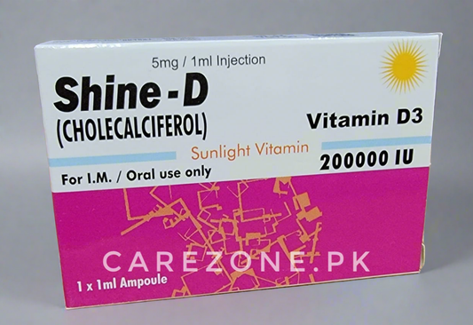Shine-D Vitamin D3 (Cholecalciferol) 200,000 IU/ml Injection – 1x1ml Ampoule for Oral/IM Use