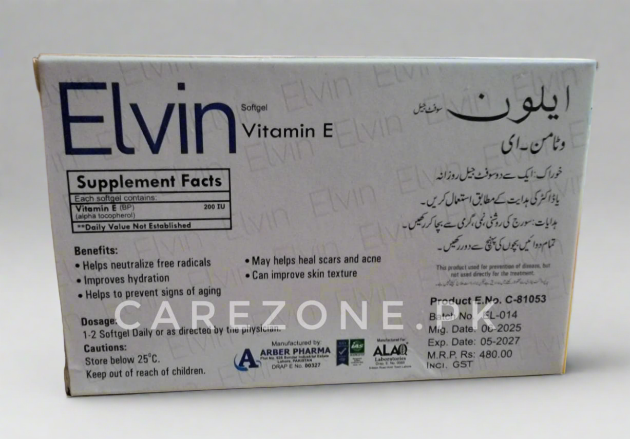 Vitamin E 200I.U Softgel capsule- Elvin capsule- 20's