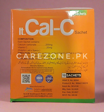 Cal-C Sachet – Calcium Carbonate 200mg + Vitamin C 20mg | 10 Sachets ...