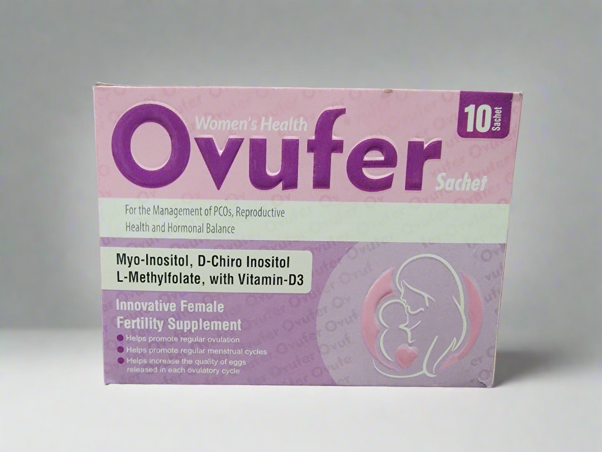 Ovufer Sachets – Female Fertility & PCOS Management Supplement  (Myo-Inositol, D-Chiro Inositol, L-Methylfolate & Vitamin D3) 10 sachet