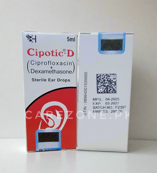 Cipotic-D Ear Drops 5ml – Ciprofloxacin + Dexamethasone – Sterile Ear Drop for Ear Infections