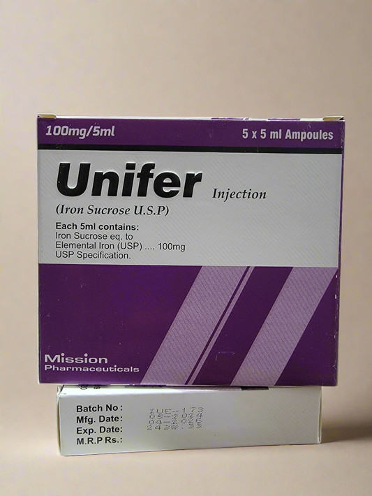 Unifer Injection 100mg/5ml – Iron Sucrose -5 Ampoules Pack