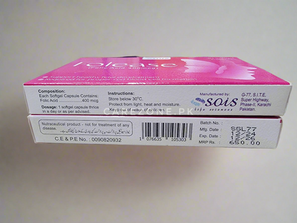 Folease Softgel Capsules – Folic Acid 400 mcg – 30 Capsules | Pregnancy & Anemia Support