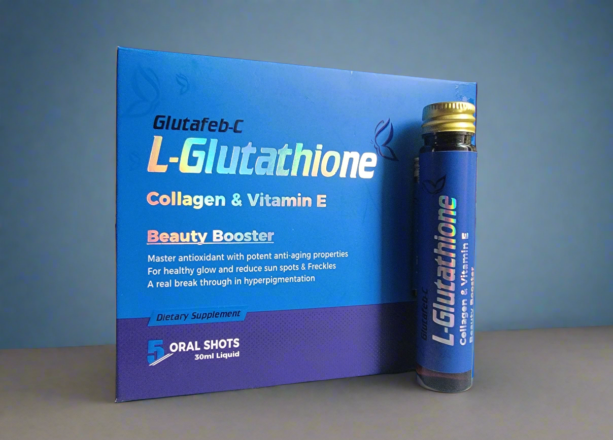 Glutafeb-C Oral shots - Glutathione oral shots (L-Glutathione) Beauty Booster – Pack of 5 Oral Shots – 30ml/Shot