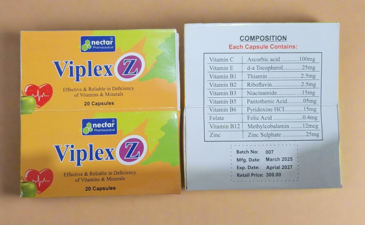 Viplex Z - Multivitamin & Mineral Supplement (20 Capsules) - Effective for Vitamin & Mineral Deficiency