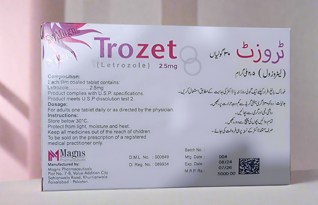 Trozet 2.5mg Letrozole Tablets – Buy Online in Pakistan – 30 Tablets for Breast Cancer & Fertility Treatment