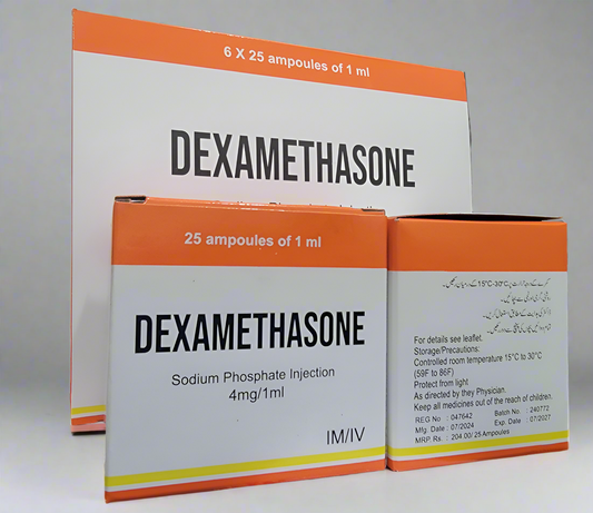 Dexamethasone China Injection – Dexamethasone Sodium Phosphate 4mg/mL | I.M./I.V. | 25 Ampoule