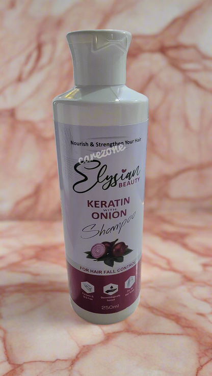 Keratin Onion Shampoo for Hair Fall Control – Repairs, Strengthens & Stimulates Hair Growth | Elysian Beauty