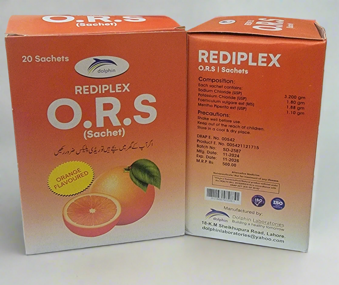 Rediplex ORS Sachet | Oral Rehydration Salts | 20 Sachets | Electrolyte Powder | Dolphin ORS Sachet