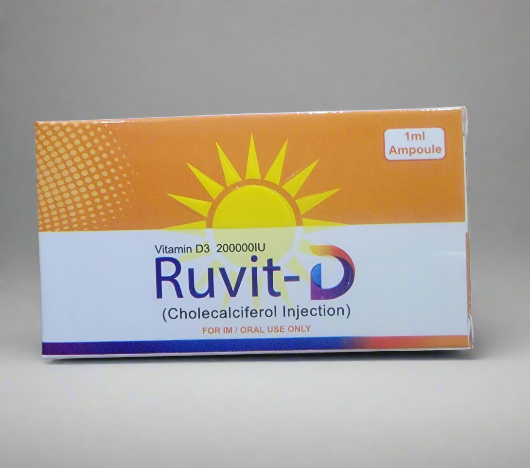 Ruvit-D Injection 200,000 IU – Vitamin D3 (Cholecalciferol) 1ml Ampoule | IM / Oral Use | Ruvit-D Price in Pakistan
