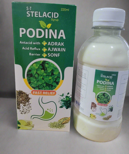 Podina Antacid Syrup | Mint-Flavored Digestive Relief | 220ml