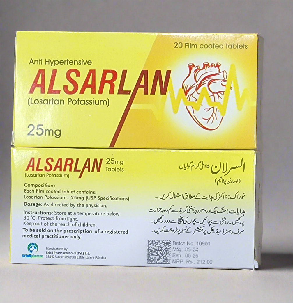 ALSARLAN (Losartan Potassium) 25mg – 20 Film-Coated Tablets – Anti-Hypertensive Medicine