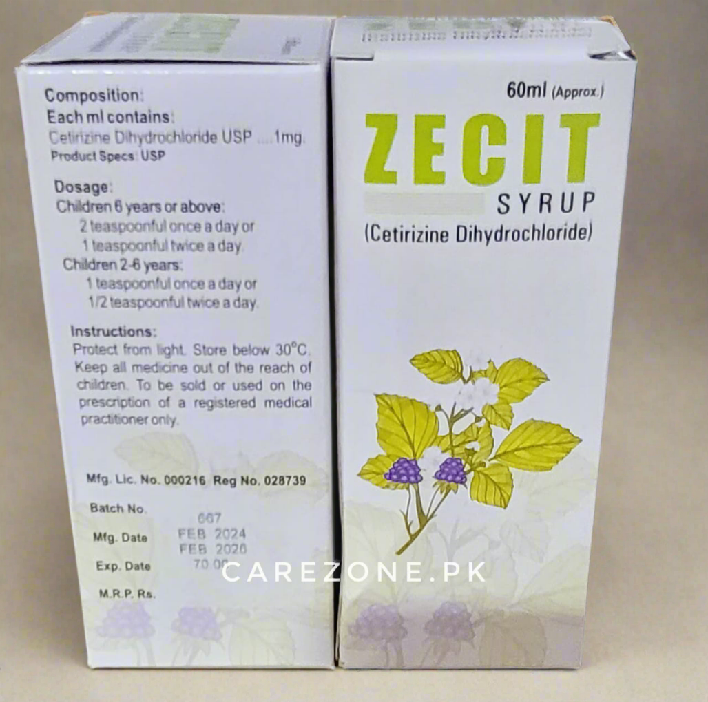 Zecit Syrup 60ml – Cetirizine Dihydrochloride | Anti-Allergy Formula