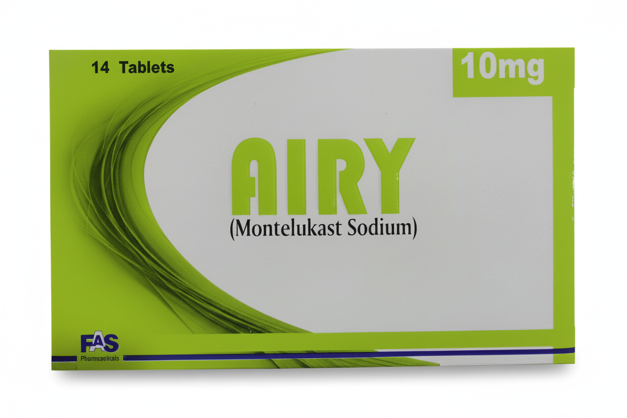 Airy 10mg Tablets (Montelukast Sodium) For Allergy, Asthma & Rhinitis Relief -14 Tablets
