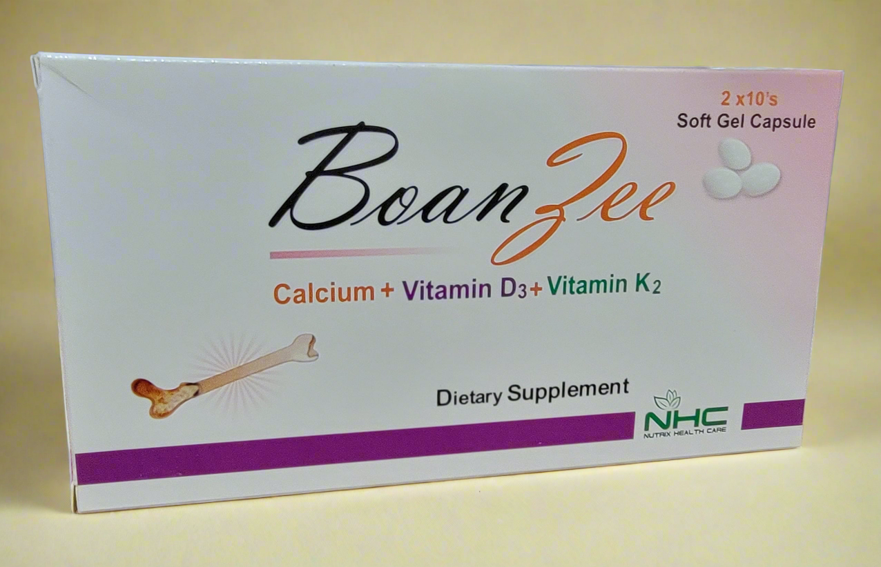 Boan-Zee Capsule – Calcium, Vitamin D3 & Vitamin K2 – 20 Softgel Capsules