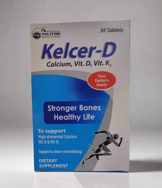 Kelcer-D Tablets – Calcium + Vitamin D + Vitamin K Supplement for Strong Bones, Teeth & Joint Health – 30 Tablets