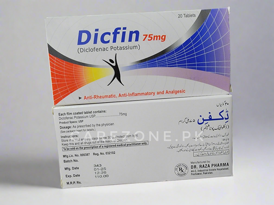 Dicfin 75mg Tablets | Diclofenac Potassium | Pain & Inflammation Relief