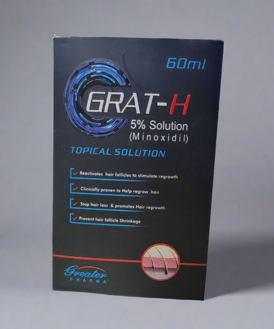 Grat-H 60ml – Minoxidil 5% Hair Regrowth Solution in Pakistan – Best Treatment for Hair Loss & Baldness