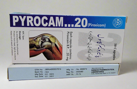 Pyrocam 20mg Capsules – Piroxicam – 10 Capsules