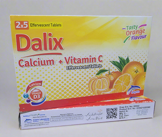 Dalix tablet (Calcium + Vitamin C) Effervescent Tablets - Tasty Orange Flavour