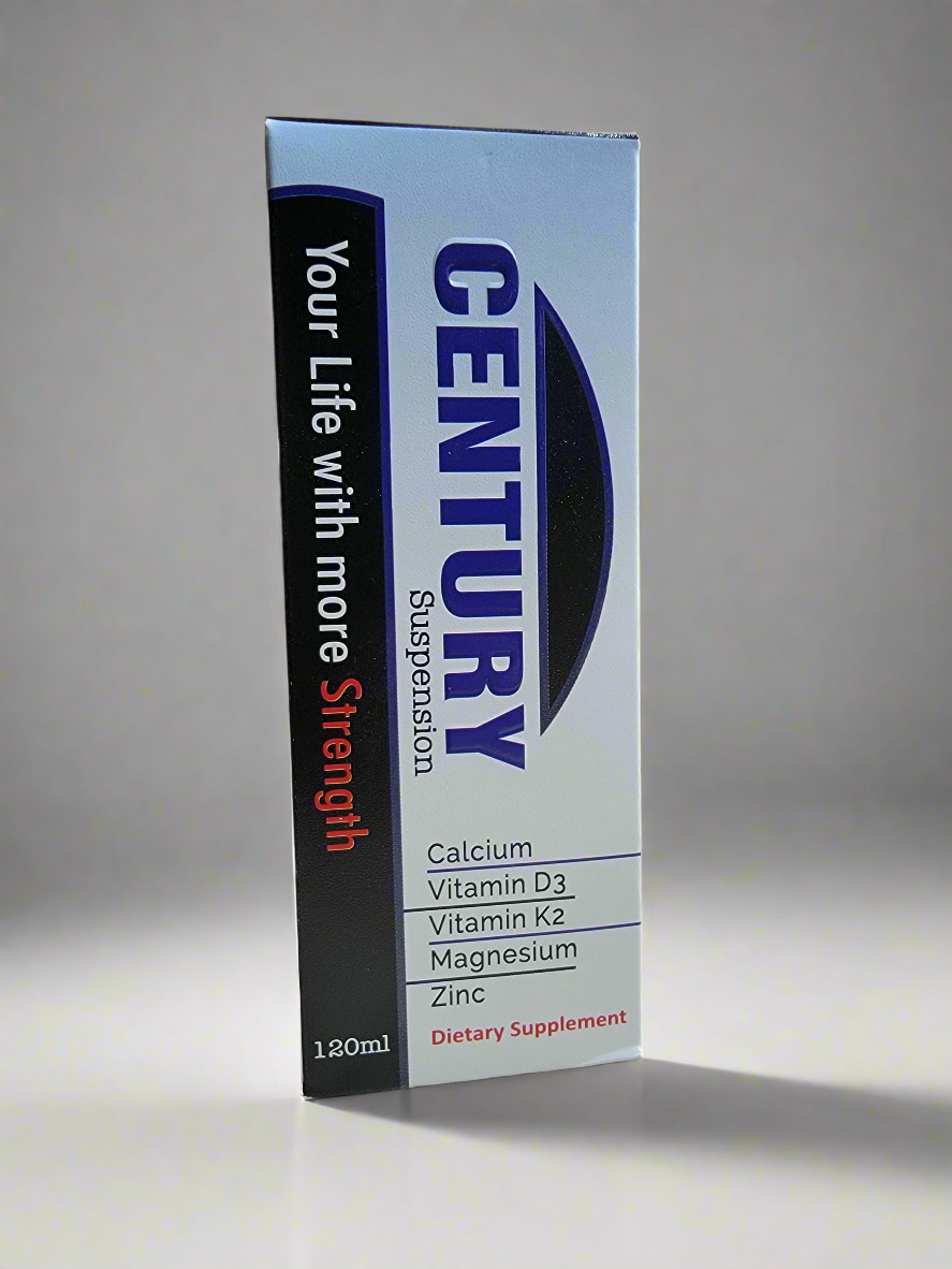 Century Suspension 120ml (Calcium + Vitamin D3 + Vitamin K + Magnesium + Zinc) Best Calcium Suspension in Pakistan for Strong Bones & Immunity