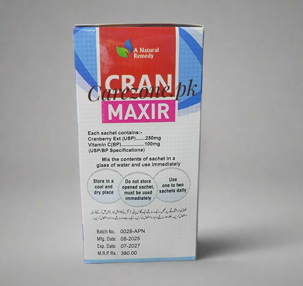 Cran Maxir Sachet – Cranberry Extract 200mg + Vitamin C 100mg | Pack of 10 Sachets