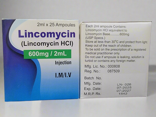 Lincomycin Injection 600mg – Lincomycin HCl – 2ml×25 amp
