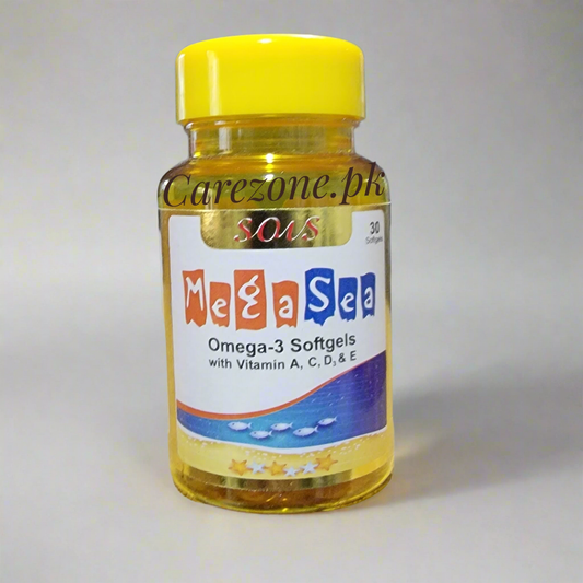 Megasea Softgel Capsules Omega-3 600mg + Multivitamins , 30 Softgels