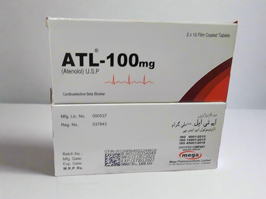 ATL-100mg (Atenolol) – 20 Film-Coated Tablets | Cardioselective Beta Blocker
