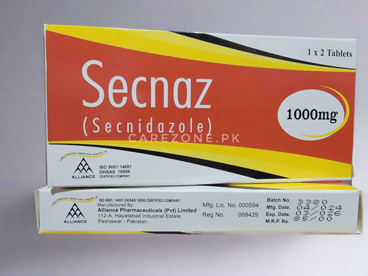 Secnaz Tablet – Secnidazole 1000mg | 1x2 Tablets