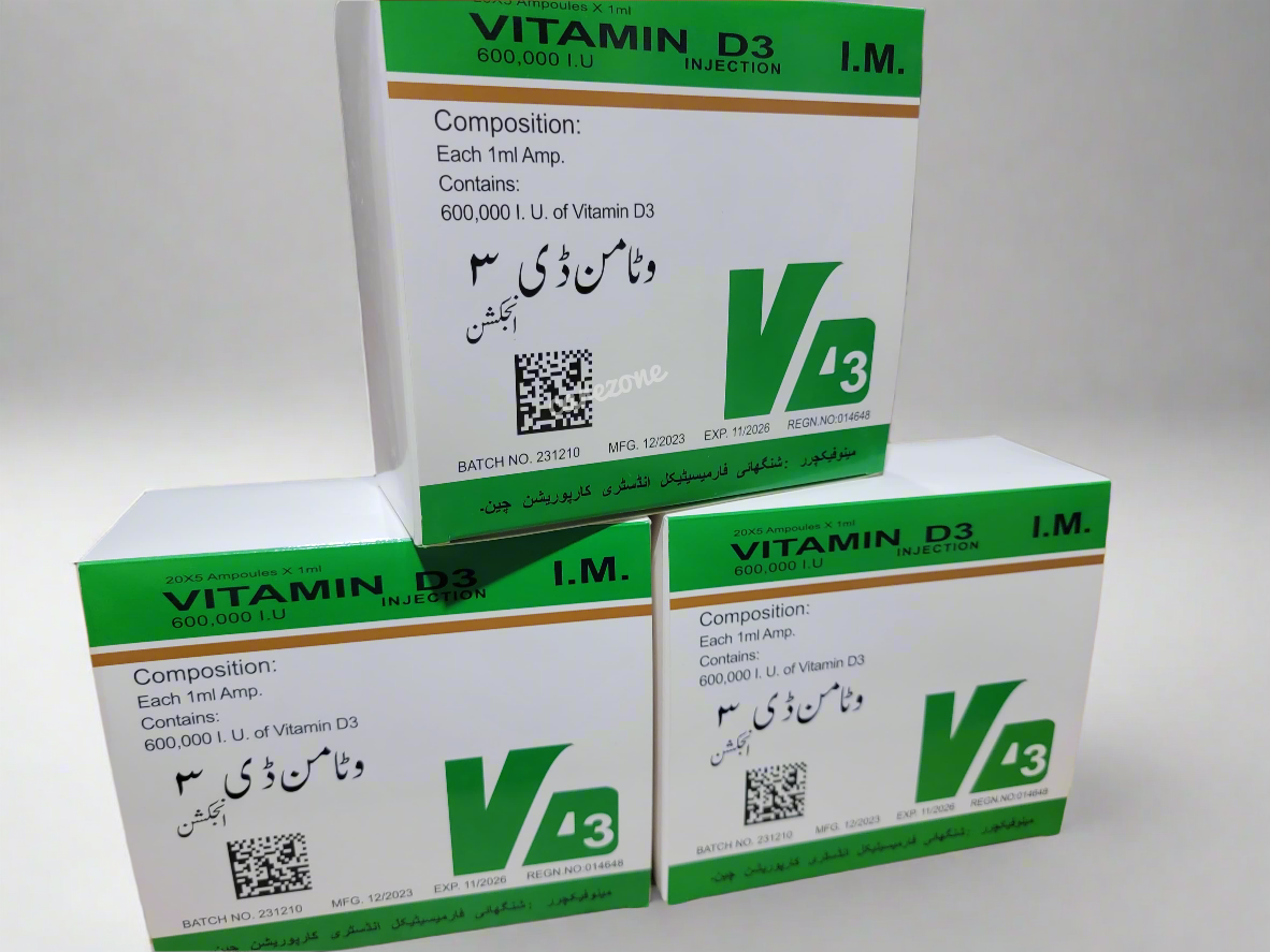 Vitamin D3 china Injection 600000 I.U-(5 ampoules per Box)- 6 lac i.u vitamin D3 Injection price