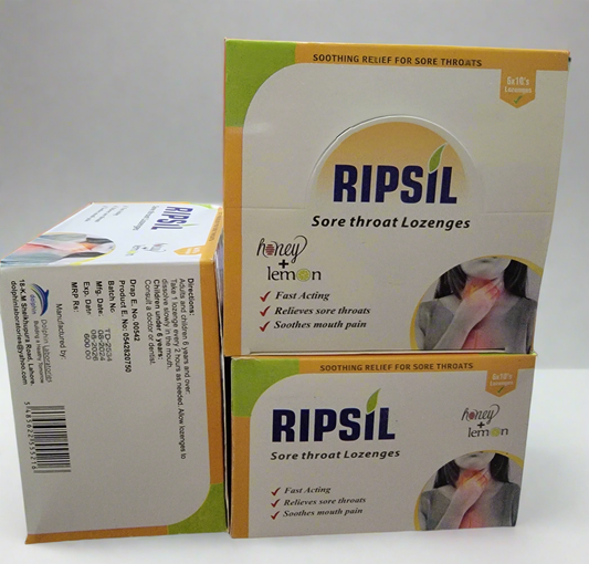 Ripsil Lozenges Honey + Lemon Flavor  6×10's lozenges