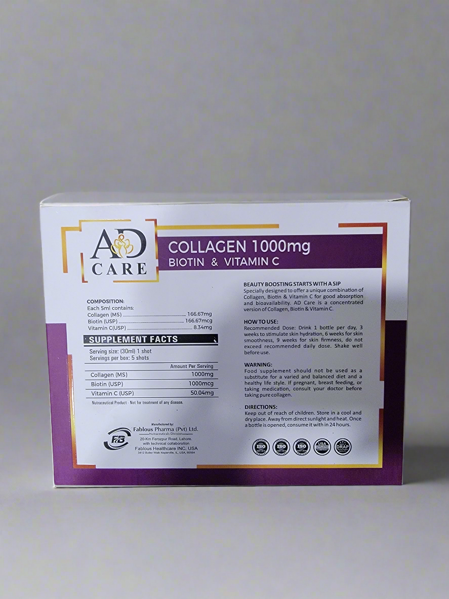 Fablous AD Care Collagen 1000mg Biotin & Vitamin C Oral Shots