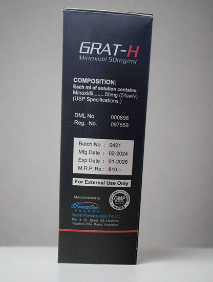 Grat-H 60ml – Minoxidil 5% Hair Regrowth Solution in Pakistan – Best Treatment for Hair Loss & Baldness