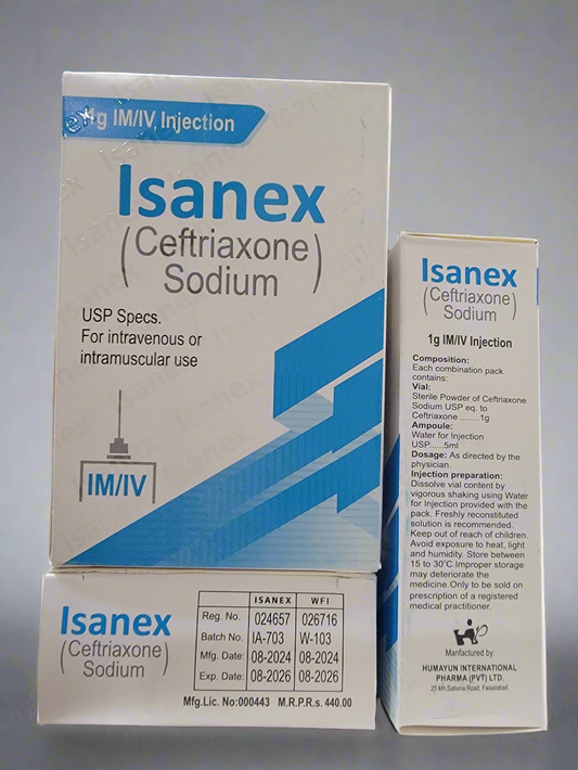 Isanex 1G I.V/I.M Injection (Ceftriaxone sodium)