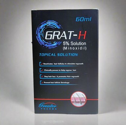 Grat-H 60ml – Minoxidil 5% Hair Regrowth Solution in Pakistan – Best Treatment for Hair Loss & Baldness