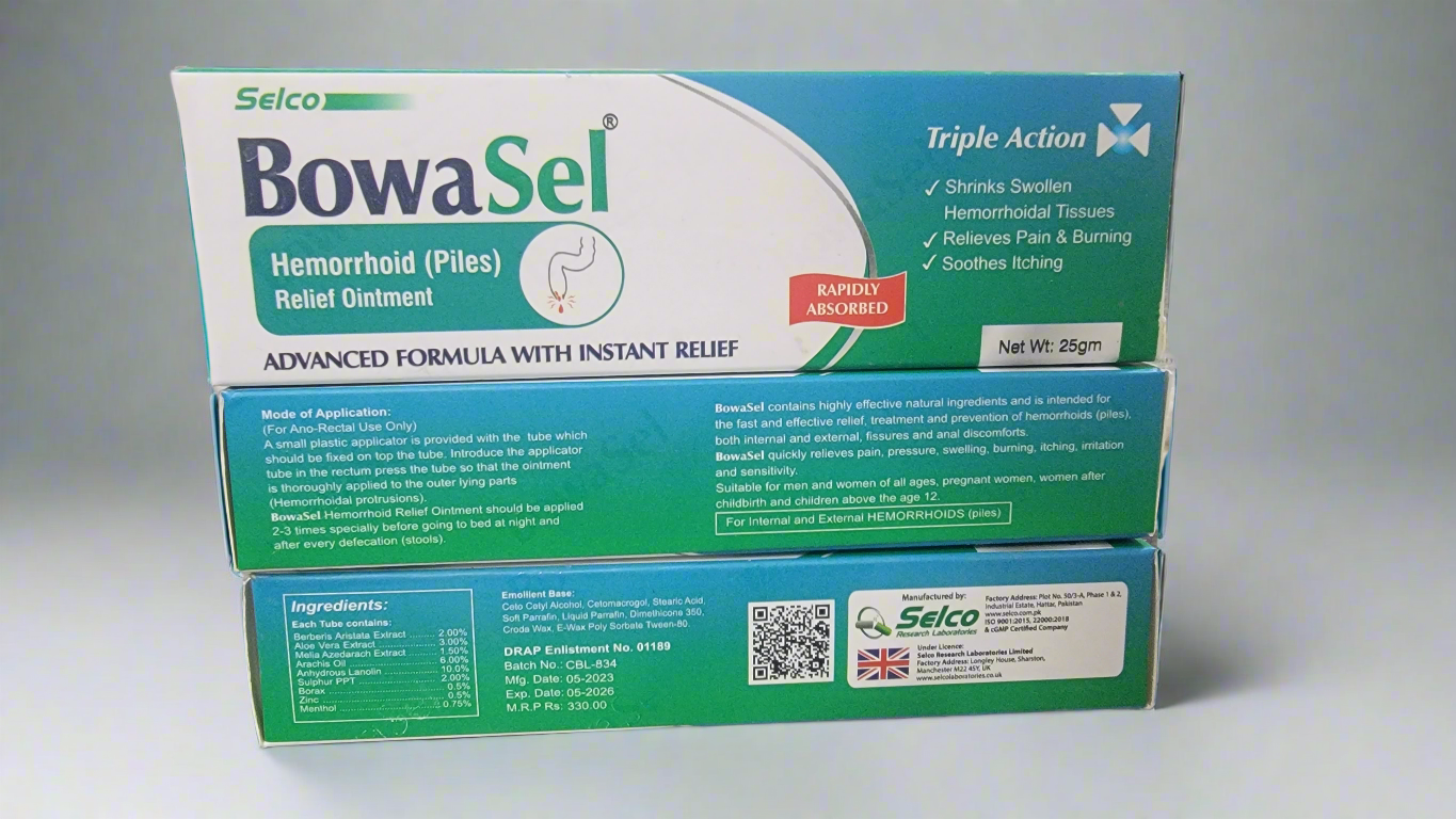 Hemorrhoid (Piles)
Relief Ointment 25mg with applicator  BowaSel