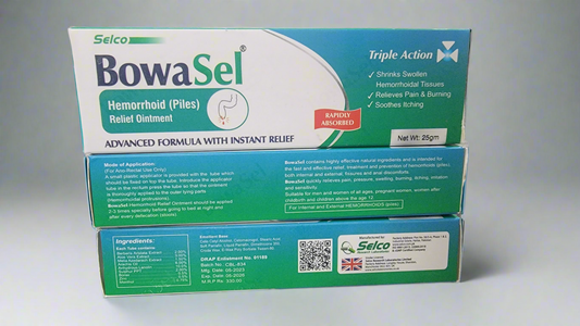 Hemorrhoid (Piles)
Relief Ointment 25mg with applicator  BowaSel