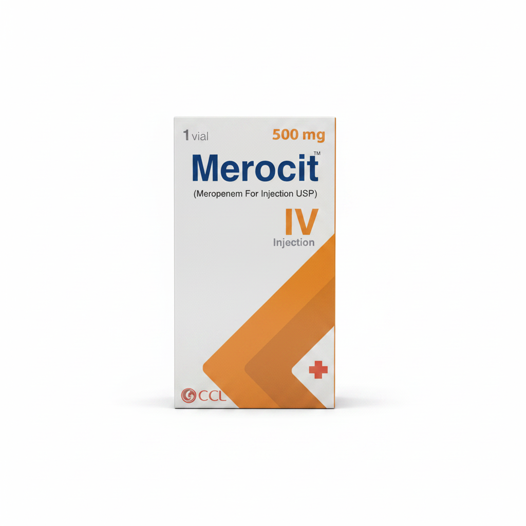 Merocit Injection 500mg – Meropenem Broad-Spectrum Antibiotic for Severe Infections | 1 Vial - Meropenem Injection Price