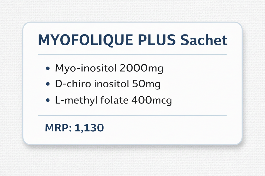 MYOFOLIQUE+ Sachets – Myo Inositol + D-Chiro Inositol + L-Methyl Folate | PCOS & Hormonal Balance Support | 10 Sachets