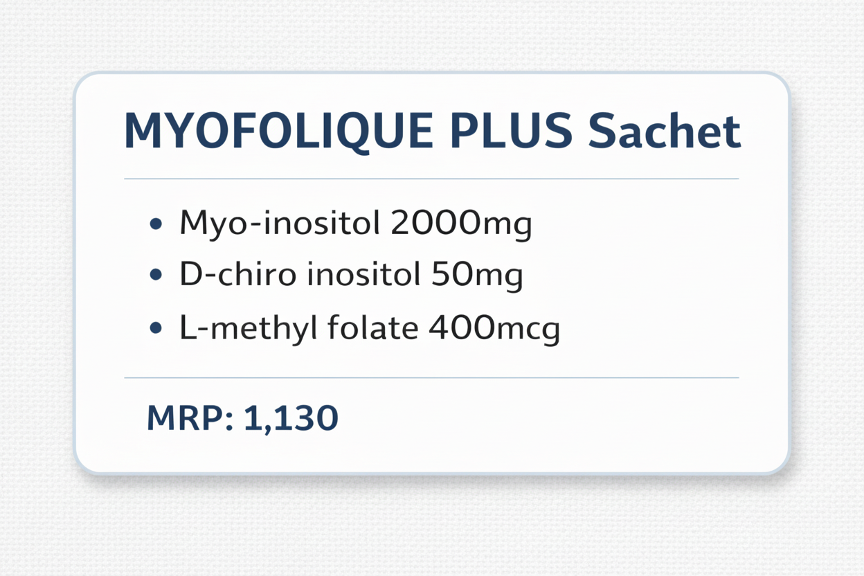 MYOFOLIQUE+ Sachets – Myo Inositol + D-Chiro Inositol + L-Methyl Folate | PCOS & Hormonal Balance Support | 10 Sachets