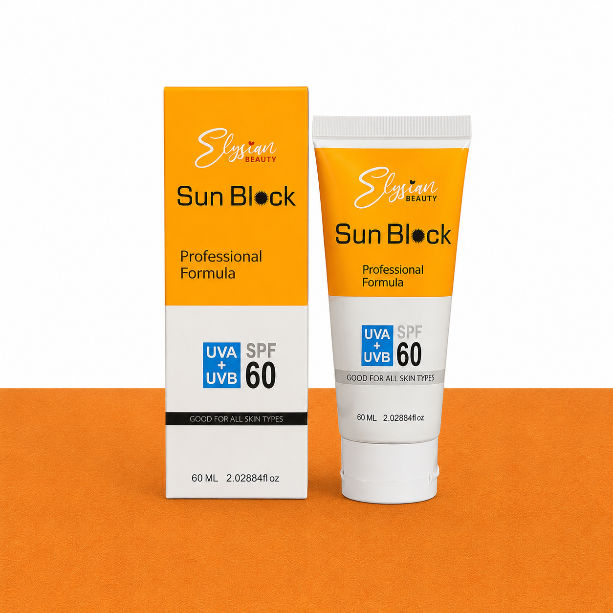 Elysian Beauty Sunblock SPF 60 – Protection for All Skin Types (60ml)